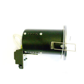 FRLRF Fire-Rated Fixed Downlight. FRLRF downlight made from Aluminum Fire Resistant for up to 90 Minutes. Resistance Performance Rated of a Fire Rated Floor/ Ceiling Protection built-in safeguarding the spread of fire & noise pollution Preserves fire integrity performance without the firehood As straightforward to fit as conventional downlight Compatible with GU10 Halogen & LED Lamps Residential, Hospitality, Education Centres, Leisure Centres FRLRF Fire-Rated Fixed Downlight -