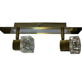 TarkaSpot2 Ice Cube Glass Spotlight Wall Ceiling Light Fitting. RX Tarka range are finish to high standard. Directional head allows maximum rotational movement. Antique Brass & Brushed Chrome. Suitable for various applications. Domestic, Hospitality. TarkaSpot2 Ice Cube Glass Spotlight Wall Ceiling Light Fitting -