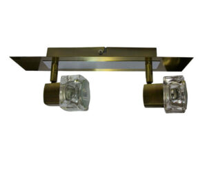 TarkaSpot2 Ice Cube Glass Spotlight Wall Ceiling Light Fitting. RX Tarka range are finish to high standard. Directional head allows maximum rotational movement. Antique Brass & Brushed Chrome. Suitable for various applications. Domestic, Hospitality. TarkaSpot2 Ice Cube Glass Spotlight Wall Ceiling Light Fitting -