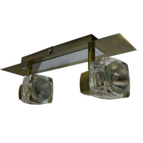 TarkaSpot2 Ice Cube Glass Spotlight Wall Ceiling Light Fitting. RX Tarka range are finish to high standard. Directional head allows maximum rotational movement. Antique Brass & Brushed Chrome. Suitable for various applications. Domestic, Hospitality. TarkaSpot2 Ice Cube Glass Spotlight Wall Ceiling Light Fitting -