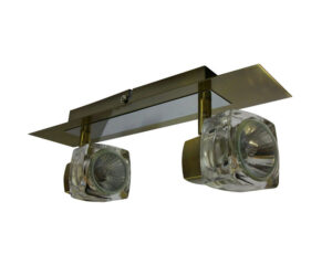 TarkaSpot2 Ice Cube Glass Spotlight Wall Ceiling Light Fitting. RX Tarka range are finish to high standard. Directional head allows maximum rotational movement. Antique Brass & Brushed Chrome. Suitable for various applications. Domestic, Hospitality. TarkaSpot2 Ice Cube Glass Spotlight Wall Ceiling Light Fitting -