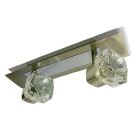TarkaSpot2 Ice Cube Glass Spotlight Wall Ceiling Light Fitting. RX Tarka range are finish to high standard. Directional head allows maximum rotational movement. Antique Brass & Brushed Chrome. Suitable for various applications. Domestic, Hospitality. TarkaSpot2 Ice Cube Glass Spotlight Wall Ceiling Light Fitting -