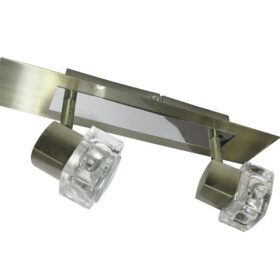 TarkaSpot2 Ice Cube Glass Spotlight Wall Ceiling Light Fitting. RX Tarka range are finish to high standard. Directional head allows maximum rotational movement. Antique Brass & Brushed Chrome. Suitable for various applications. Domestic, Hospitality. TarkaSpot2 Ice Cube Glass Spotlight Wall Ceiling Light Fitting -