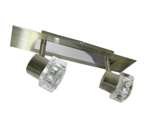 TarkaSpot2 Ice Cube Glass Spotlight Wall Ceiling Light Fitting. RX Tarka range are finish to high standard. Directional head allows maximum rotational movement. Antique Brass & Brushed Chrome. Suitable for various applications. Domestic, Hospitality. TarkaSpot2 Ice Cube Glass Spotlight Wall Ceiling Light Fitting -