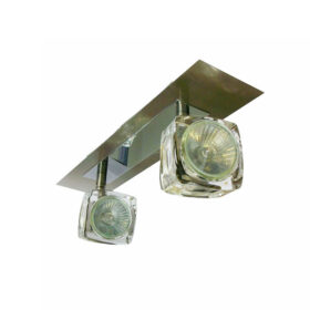 TarkaSpot2 Ice Cube Glass Spotlight Wall Ceiling Light Fitting. RX Tarka range are finish to high standard. Directional head allows maximum rotational movement. Antique Brass & Brushed Chrome. Suitable for various applications. Domestic, Hospitality. TarkaSpot2 Ice Cube Glass Spotlight Wall Ceiling Light Fitting -