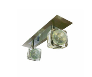 TarkaSpot2 Ice Cube Glass Spotlight Wall Ceiling Light Fitting. RX Tarka range are finish to high standard. Directional head allows maximum rotational movement. Antique Brass & Brushed Chrome. Suitable for various applications. Domestic, Hospitality. TarkaSpot2 Ice Cube Glass Spotlight Wall Ceiling Light Fitting -
