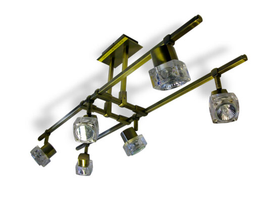 TarkaSpot6 Ice Cube Glass Shade x 6 Spot Ceiling Light Fitting -
