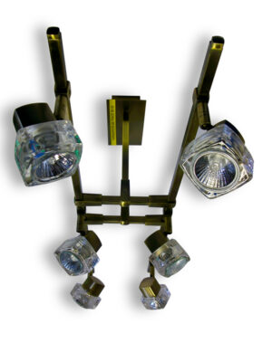 TarkaSpot6 Ice Cube Glass Shade x 6 Spot Ceiling Light Fitting -