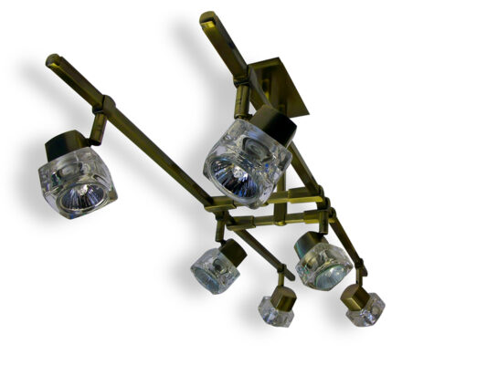 TarkaSpot6 Ice Cube Glass Shade x 6 Spot Ceiling Light Fitting -